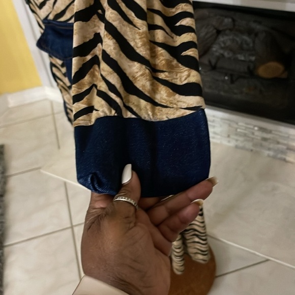 Vintage Karen T Design zebra and denim dress 1X - Picture 6 of 8